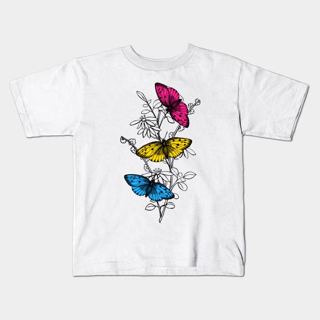 Pansexual Butterflies Kids T-Shirt by Fusti